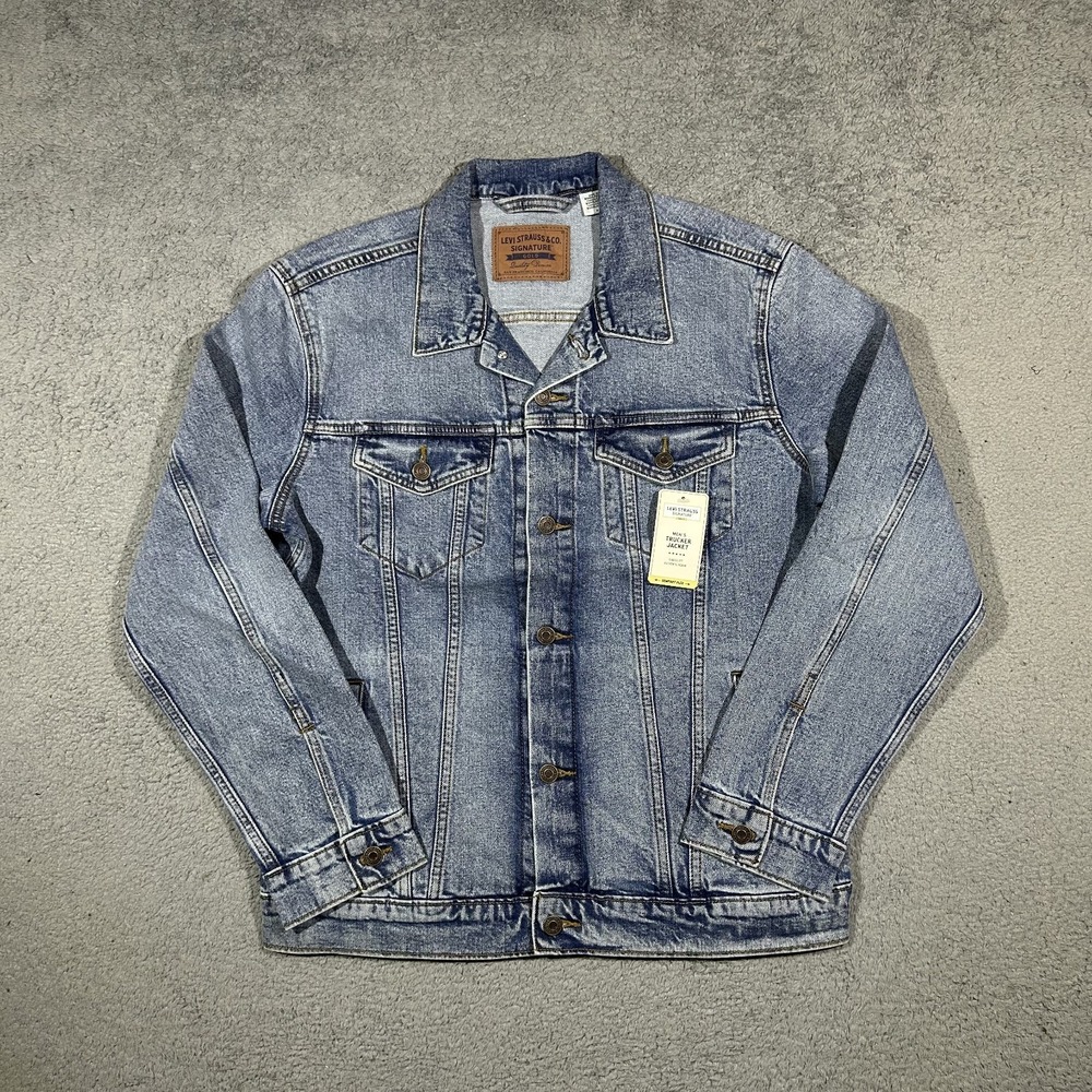NWT Levi's Strauss Gold The Trucker Jacket Men's Medium Blue Denim Jacket #2736